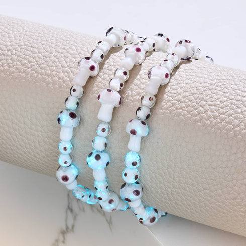 Huître | Argent sterling 925 | Bracelet de luxe en forme de champignon en verre Firefly